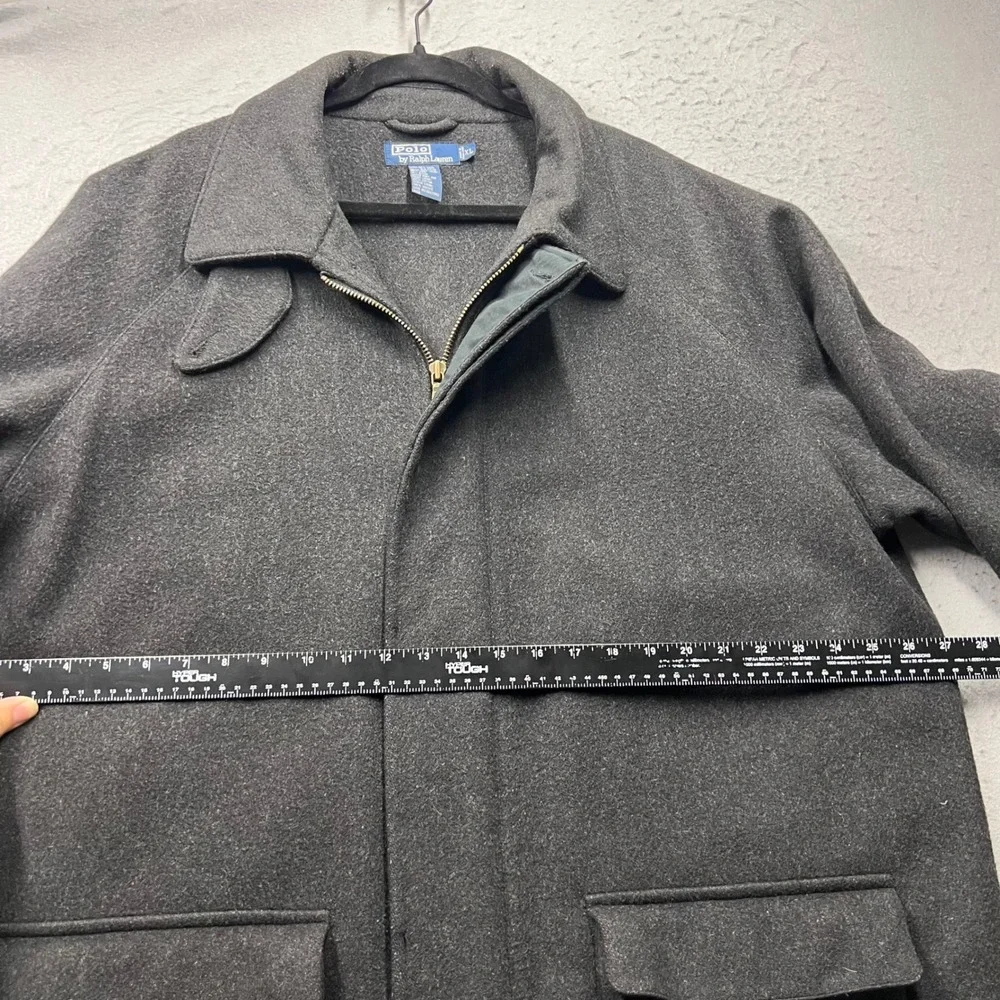 Vintage Polo Ralph Lauren Men XL Wool Blend Field Jacket Charcoal Grey Military